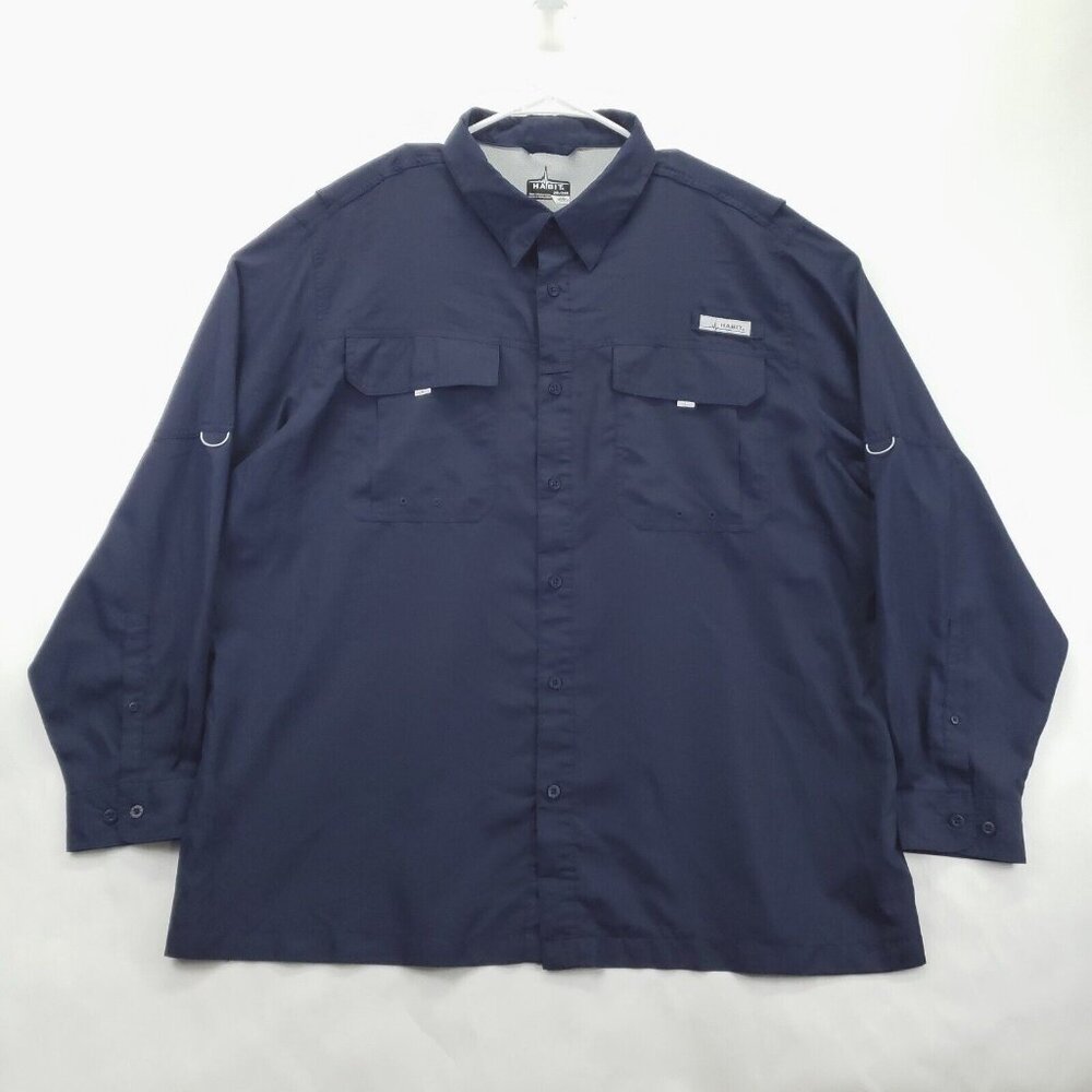 Habit Shirt Mens 2XL Vented Fishing Long Sleeve Pocket Classic Button-Up